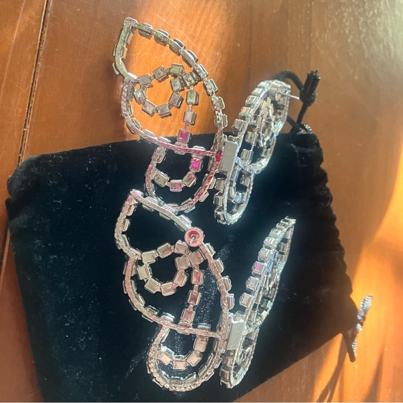 AREA Crystal Butterfly Earrings, Silver, 3”x2.75” - Picture 9 of 10